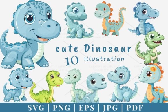Cute Dinosaur Vector SVG 1S-61 Guide