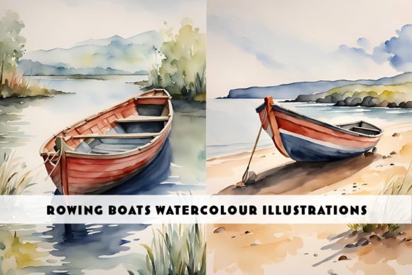 Evaluating Rowing Boat Watercolour Illustrations for Creative Projects