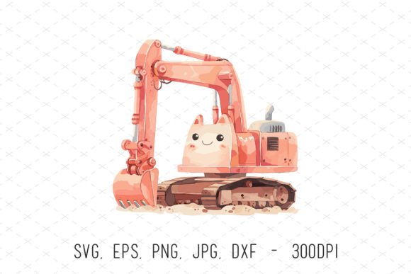 Evaluating the Excavator Cat Watercolor Baby Shower Png for Modern Design Projects
