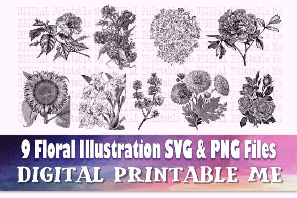 Floral Illustration Flower Drawing: Bridging Vintage Charm with Modern Digital Utility