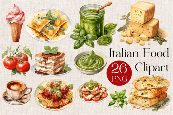 Italian Food Watercolor Clipart: A Practical Resource for Culinary Design