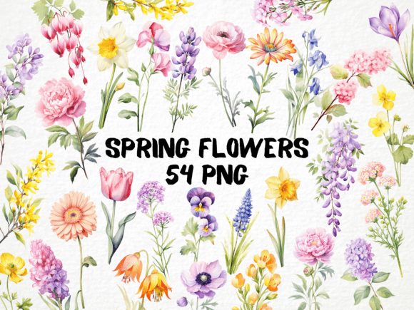 Spring Flowers Clipart Bundle: 54 PNGs