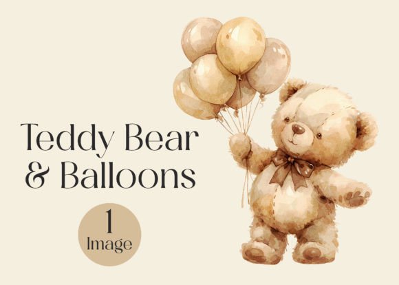 Unlocking Creativity with a Watercolor Teddy Bear with Balloons for Modern Design Projects