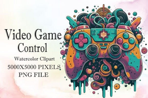 Video Game Control Watercolor Clipart