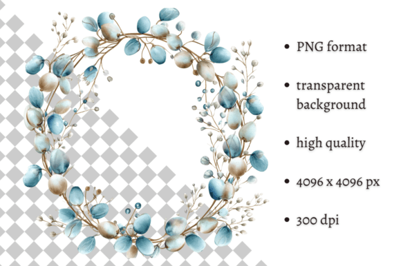 Watercolor Blue Easter Wreath Clipart: Elevating Spring Designs with Serene Aesthetics