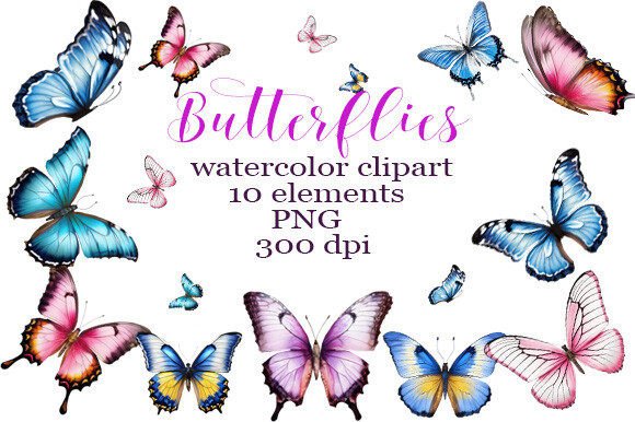Watercolor Butterfly Clipart PNG