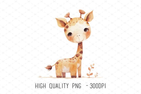 Watercolor Giraffe Baby Nursery Clipart