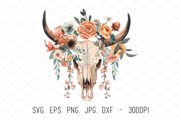 Western Desert Cow Skull Boho Clipart: A Versatile Digital Asset for Modern Creators