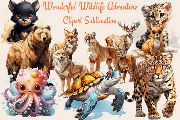 Wildlife Adventure Clipart for Sublimation